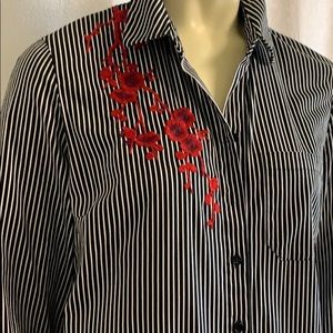 Embroidered striped blouse